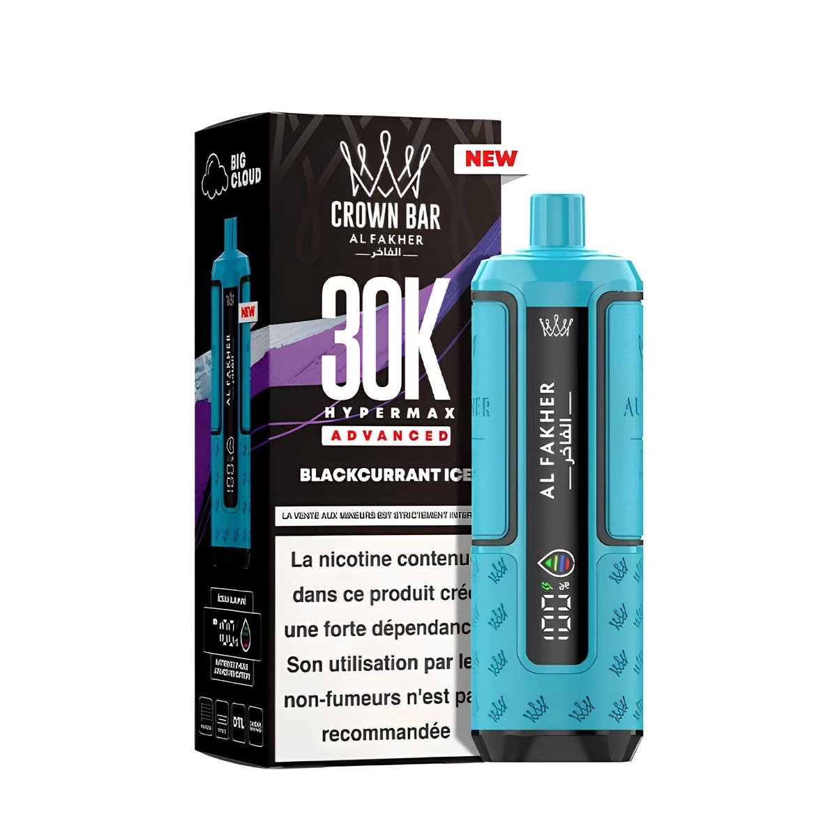 Kit Puff Hyper Max Advanced 30K - Crown Bar by Al Fakher - Blackcurrant Ice - BYCLOPE