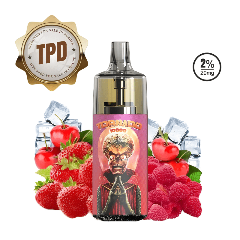 Puff 10000 TPD Europe Strawberry Raspberry Cherry Ice 20mg - Tornado - BYCLOPE