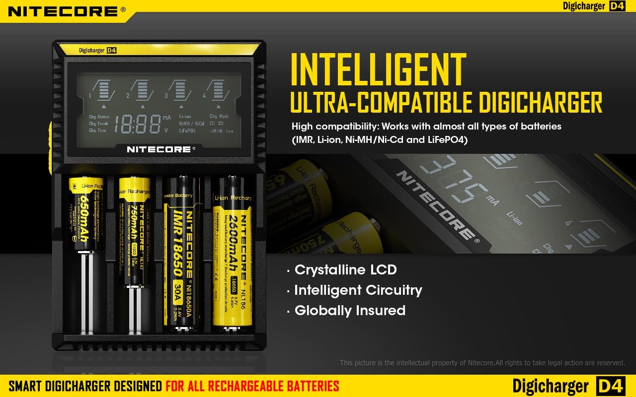 Chargeur Accus - Nitecore D4 - Nitecore - BYCLOPE