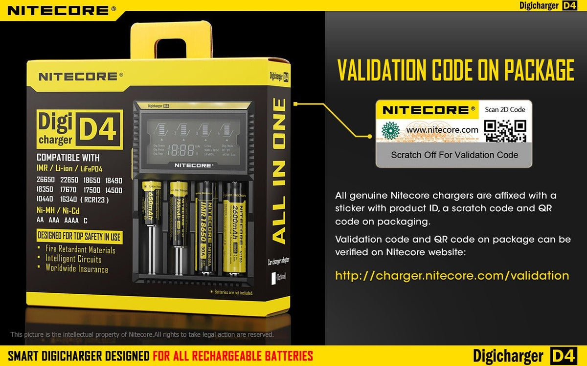 Chargeur Accus - Nitecore D4 - Nitecore - BYCLOPE