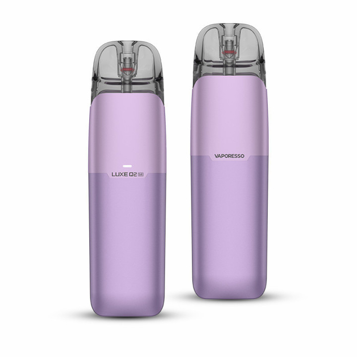 Kit Pod Luxe Q2 SE Vaporesso coloris Lilac Purple, vue de face et de dos