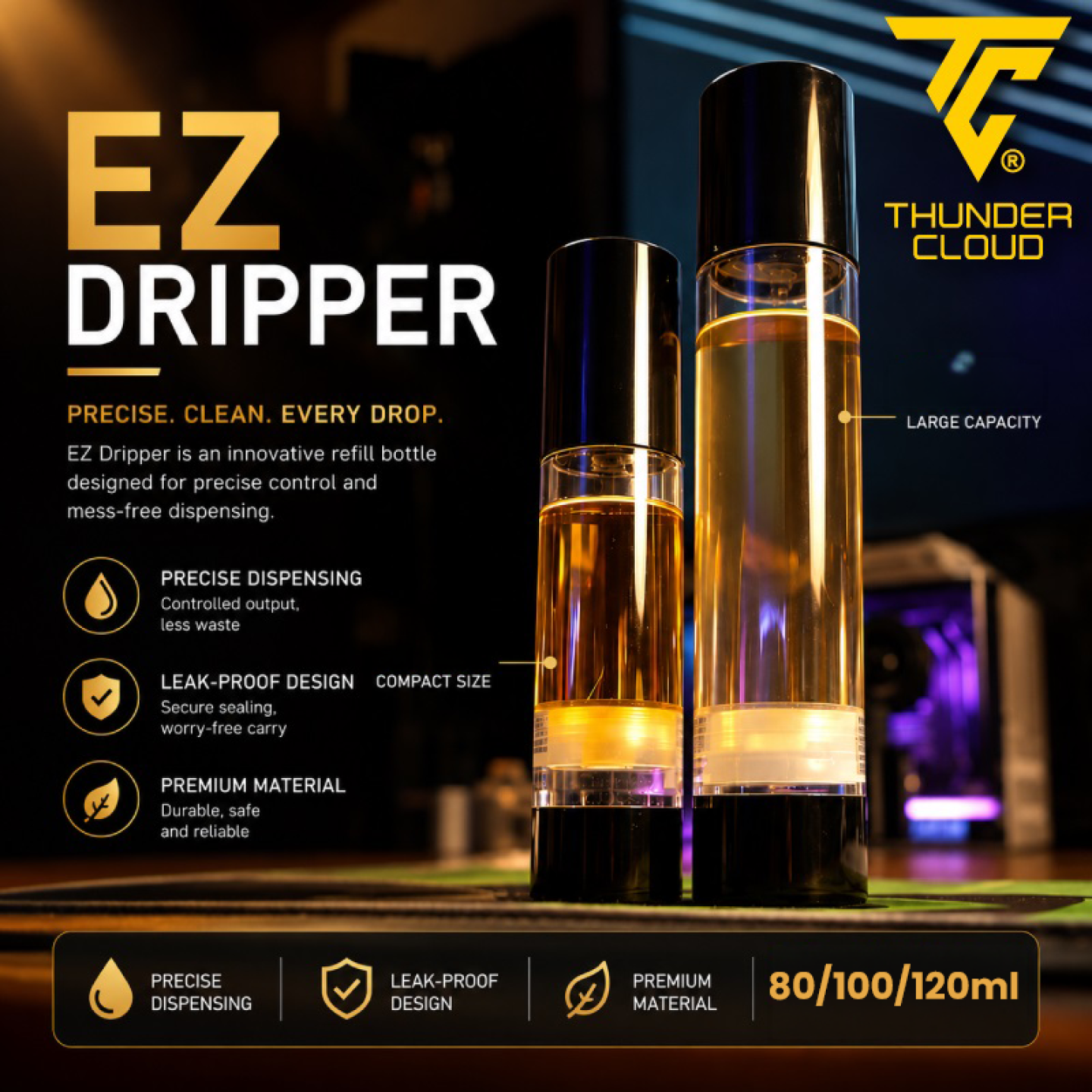 Bouteille EZ Dripper Thunder Cloud grand format, vue 2