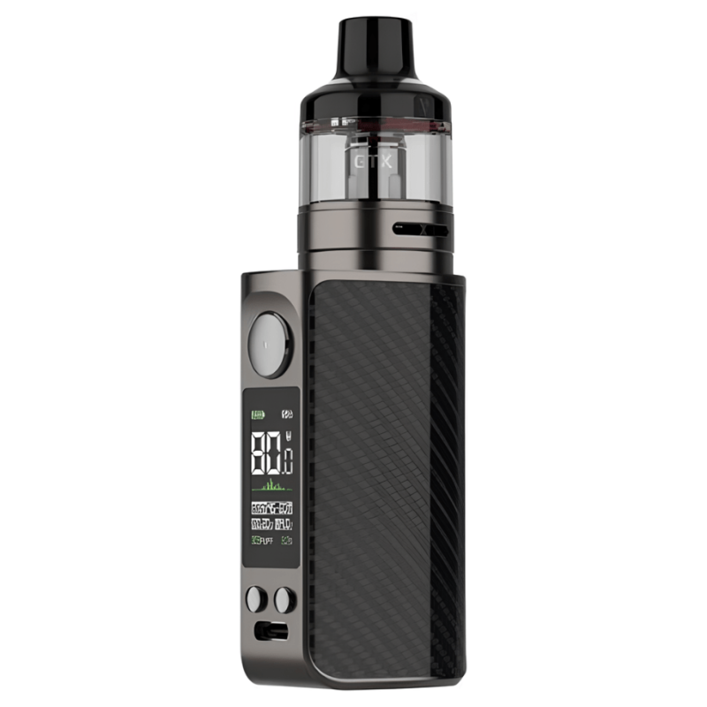 Kit Luxe 80 Vaporesso coloris Carbon Fiber, vue de face