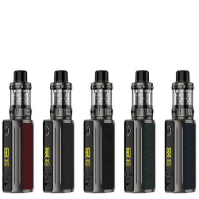 Kit Target 80 Vaporesso avec clearomiseur iTank, gamme de coloris dont Slate Grey et Sunset Red