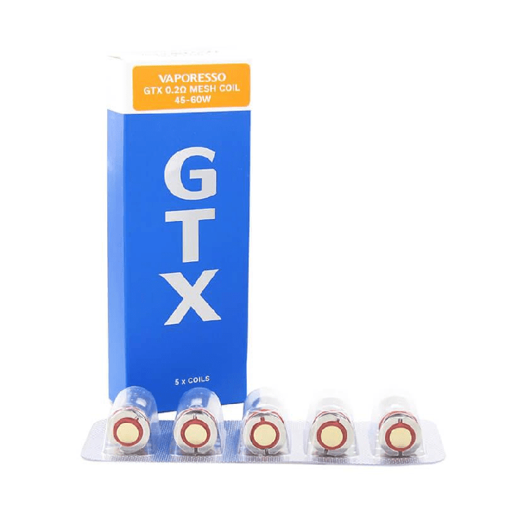 Pack de 5 résistances GTX V1 Vaporesso, boîte bleue de la 0.2 ohm et plaquette