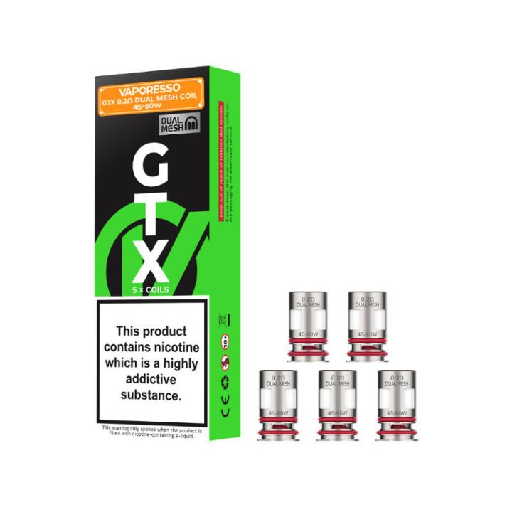 Boîte de 5 résistances GTX-4 Dual Mesh Vaporesso 0.2 ohm