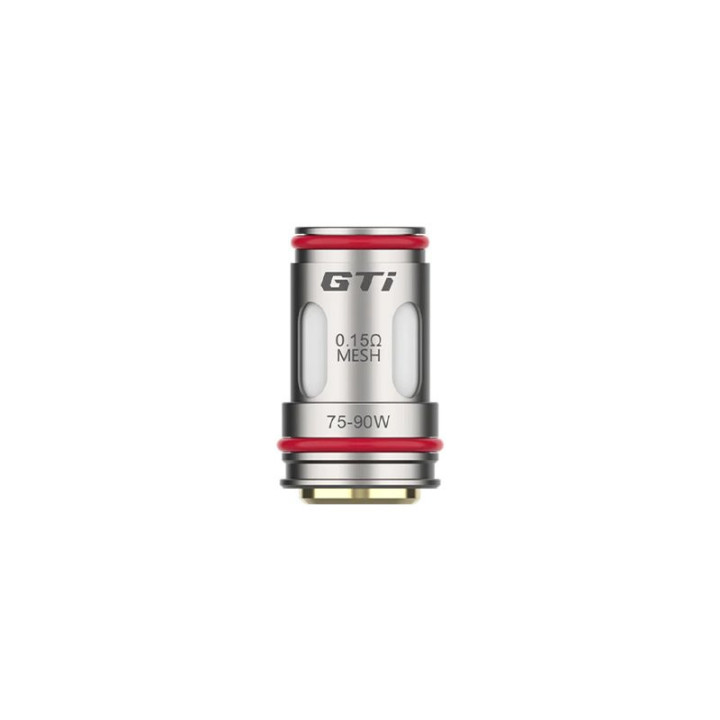 Résistance GTi Vaporesso 0.15 ohm en gros plan, plage 75-90 W gravée