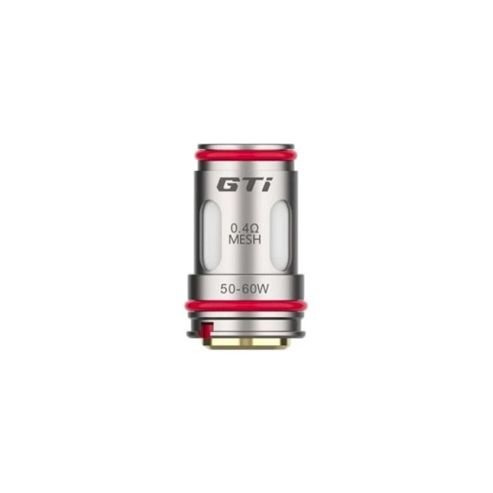 Résistance GTi Vaporesso 0.4 ohm en gros plan, plage 50-60 W gravée