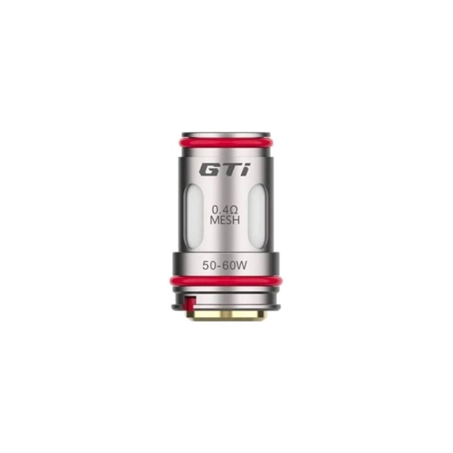 Résistance GTi Vaporesso 0.4 ohm en gros plan, plage 50-60 W gravée