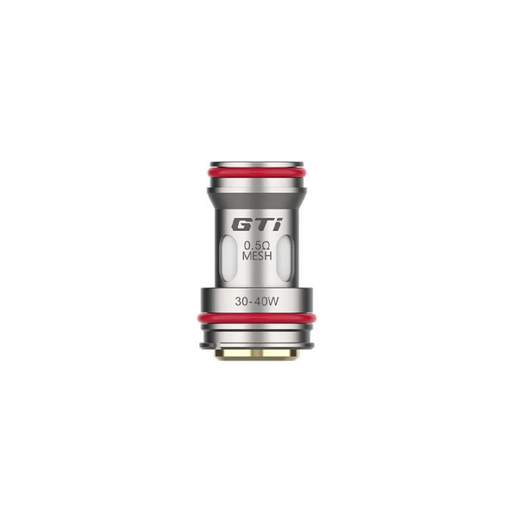 Résistance GTi Vaporesso 0.5 ohm en gros plan, plage 30-40 W gravée