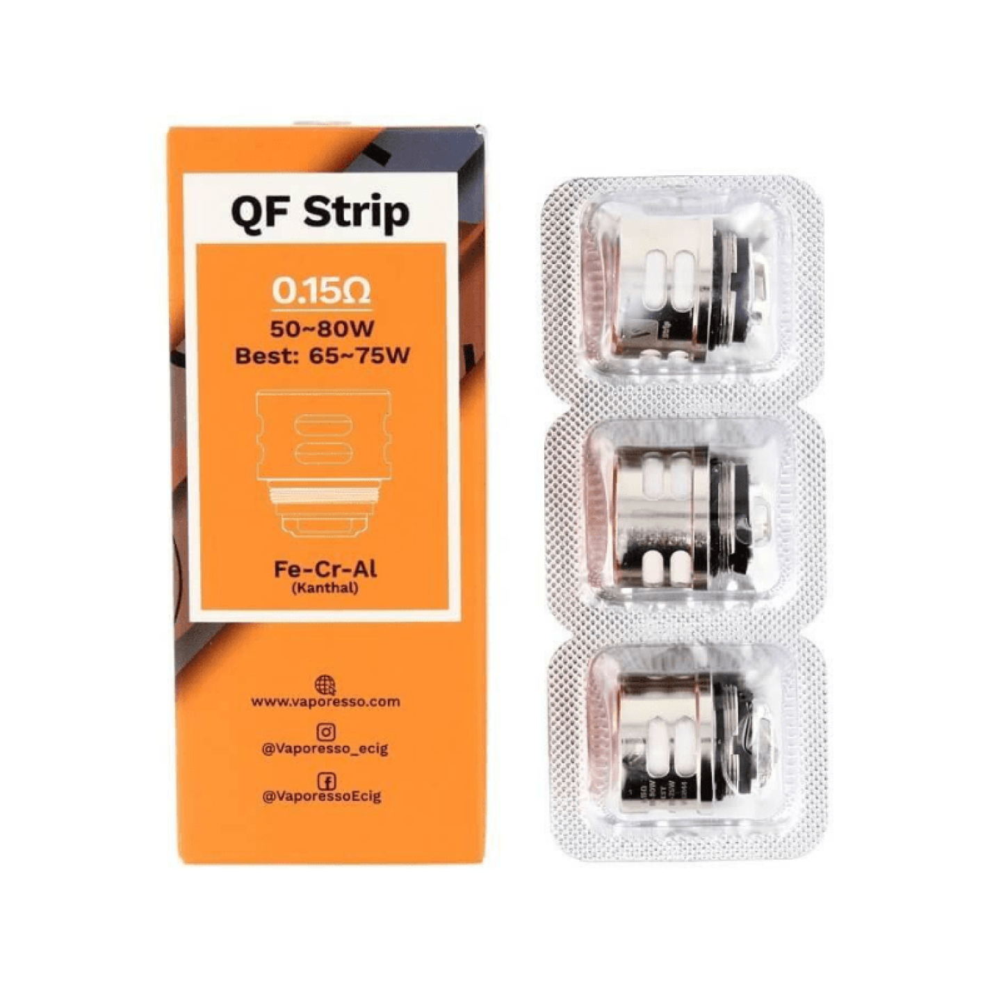 Boîte QF Strip 0.15 ohm Vaporesso et plaquette de 3 résistances