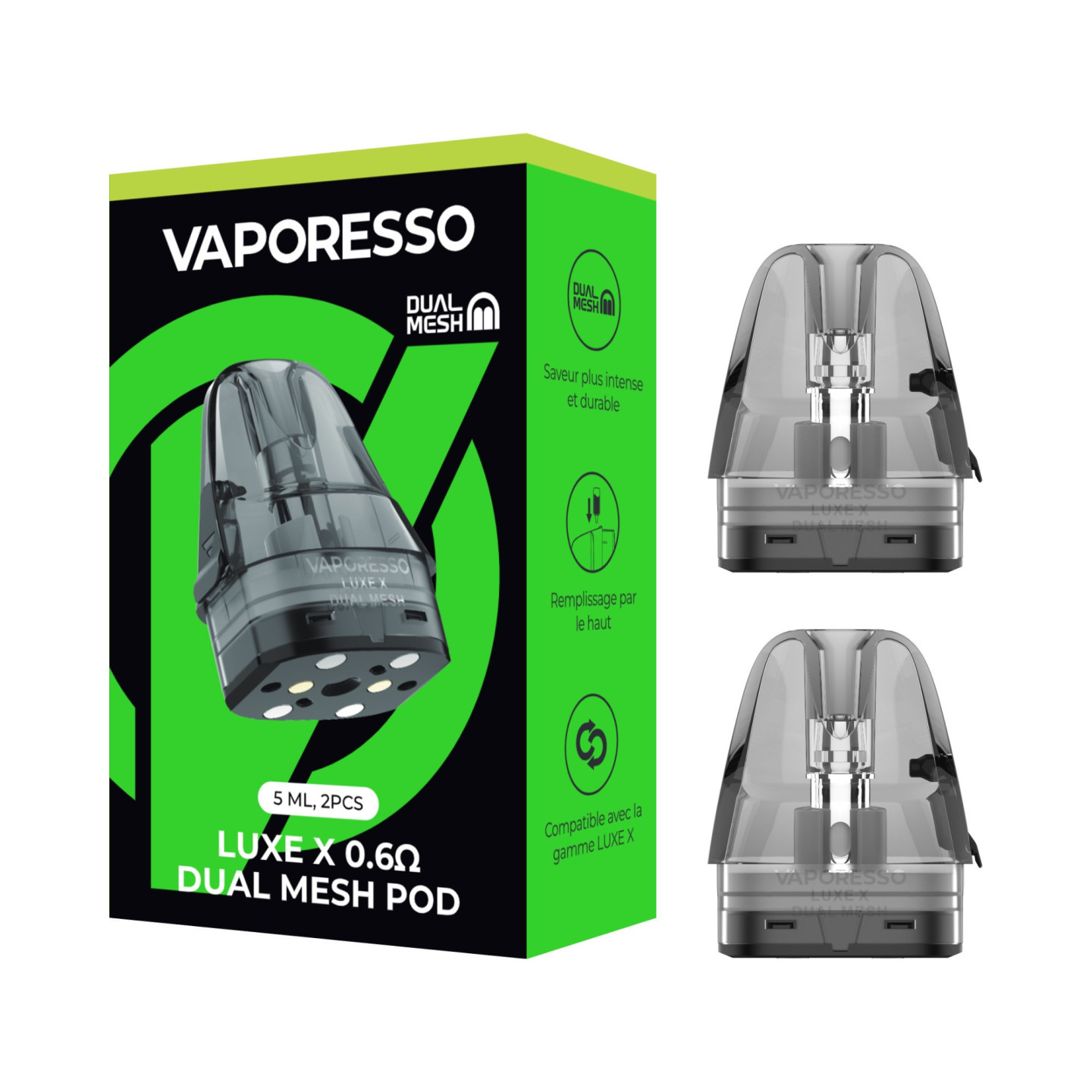 Boîte de 2 cartouches Luxe X Dual Mesh Vaporesso 0.6 ohm