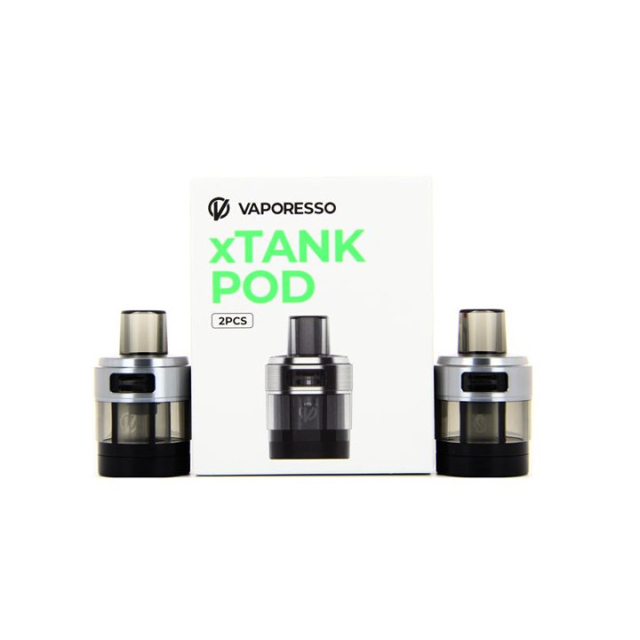Cartouches xTank Pod Vaporesso coloris Silver devant leur boîte