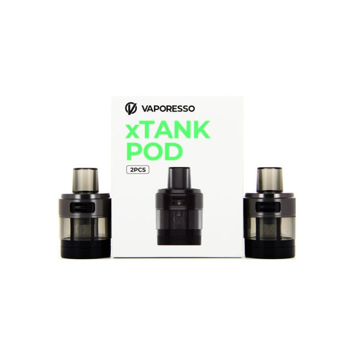 Cartouches xTank Pod Vaporesso coloris Gunmetal devant leur boîte