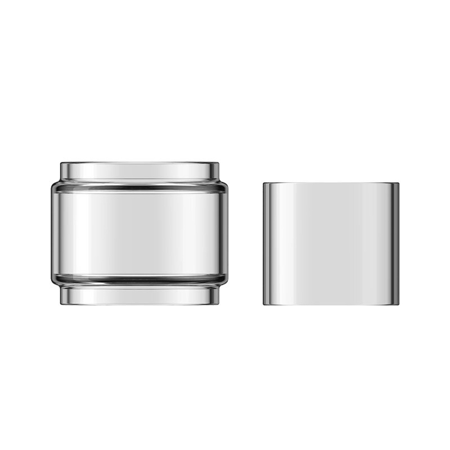 Les deux pyrex XTank T Vaporesso côte à côte, verre bulle 5 ml et verre droit 3 ml