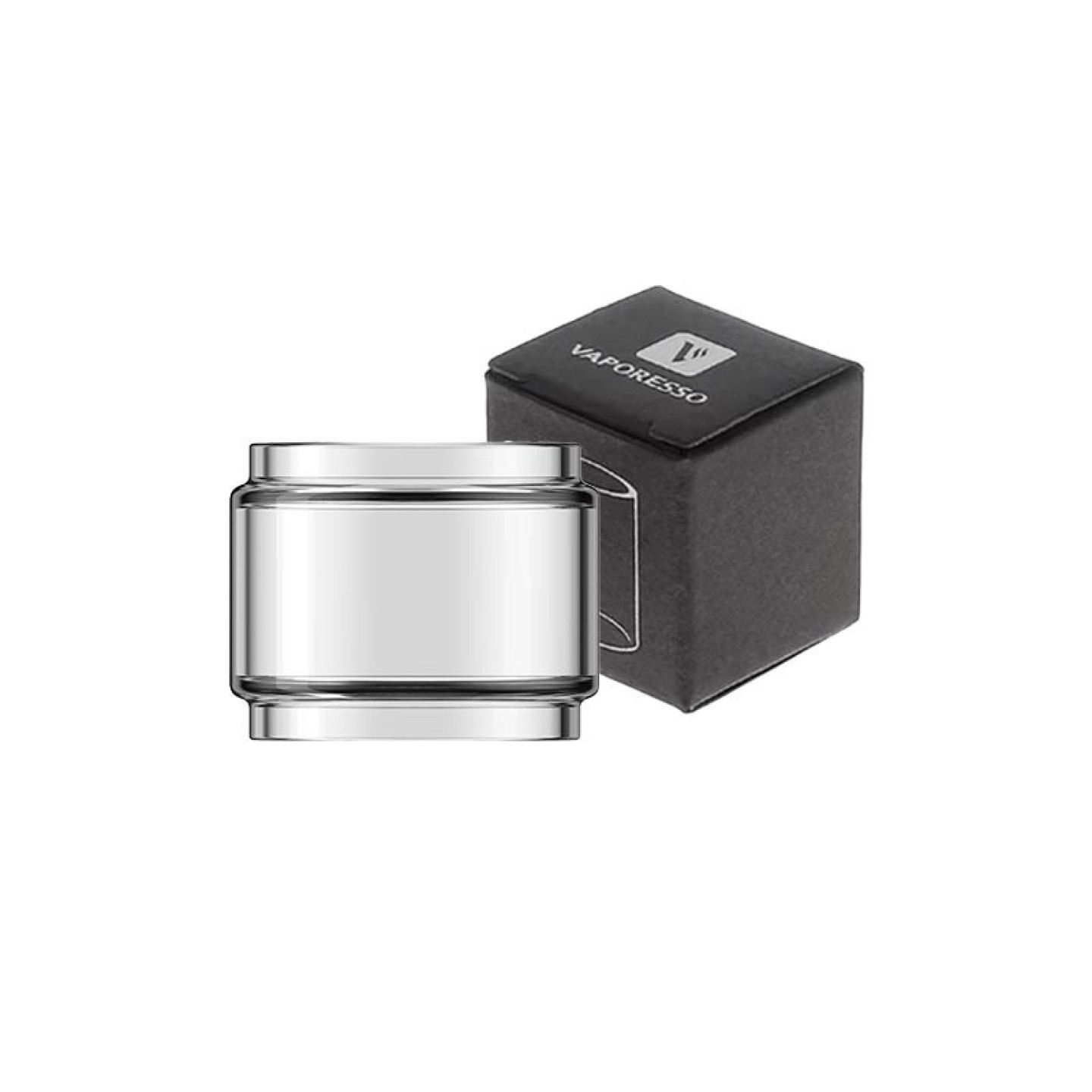 Pyrex bulle XTank T Vaporesso 5 ml devant sa boîte noire