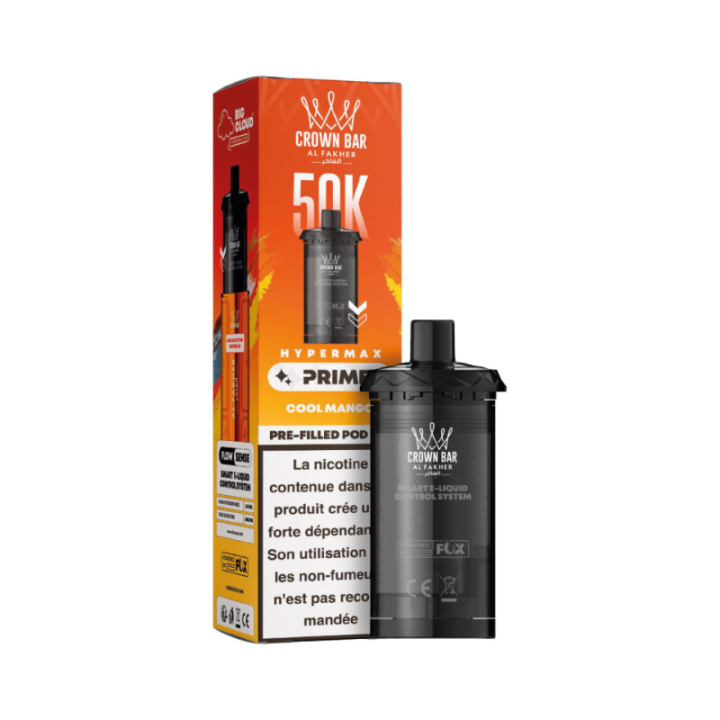 Cartouches Pré-remplies Hyper Max Advanced 50K 6mg - Crown Bar by Al Fakher - 2 pcs 10+ - Al Fakher - Cool Mango