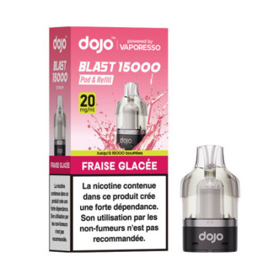 Cartouche préremplie Dojo Blast 10 ml Vaporesso saveur Fraise Glacée et sa boîte