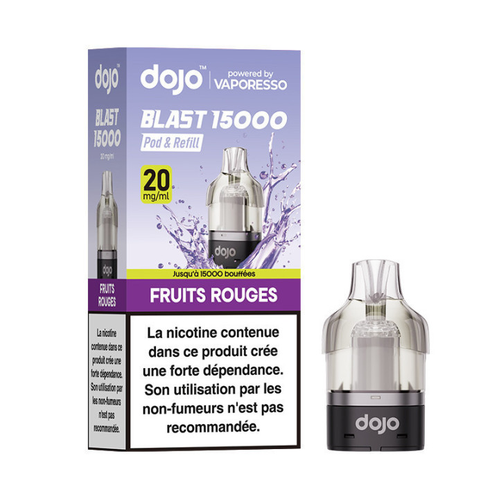 Cartouche Dojo Blast 10 ml Vaporesso saveur Fruits Rouges et sa boîte