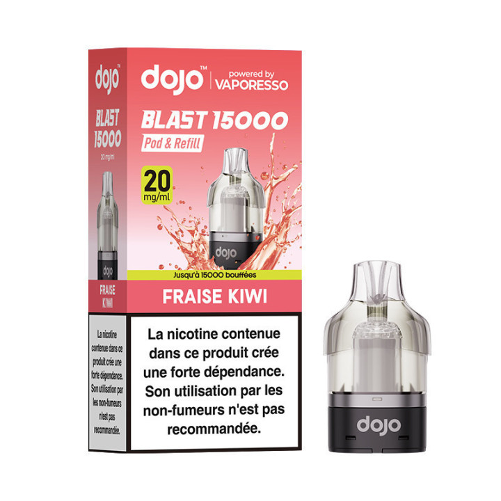 Cartouche Dojo Blast 10 ml Vaporesso saveur Fraise Kiwi et sa boîte