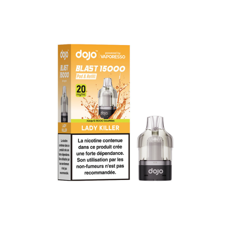 Cartouche Dojo Blast 10 ml Vaporesso saveur Lady Killer et sa boîte