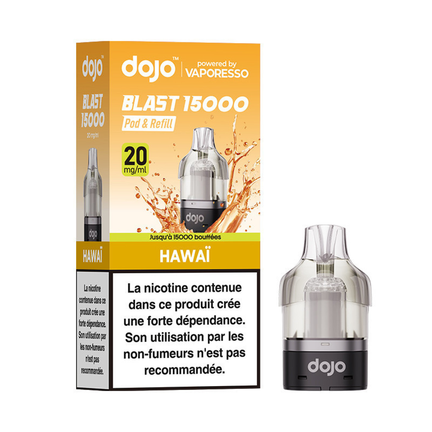 Cartouche Dojo Blast 10 ml Vaporesso saveur Hawaï et sa boîte