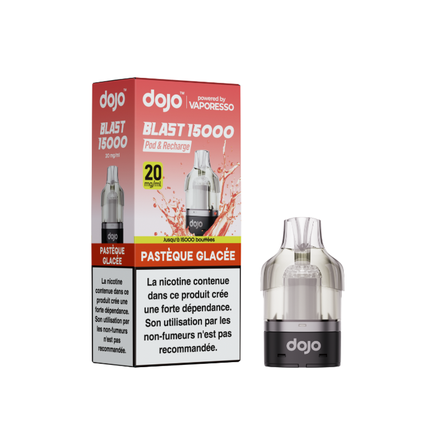 Cartouche Dojo Blast 10 ml Vaporesso saveur Pastèque Glacée et sa boîte