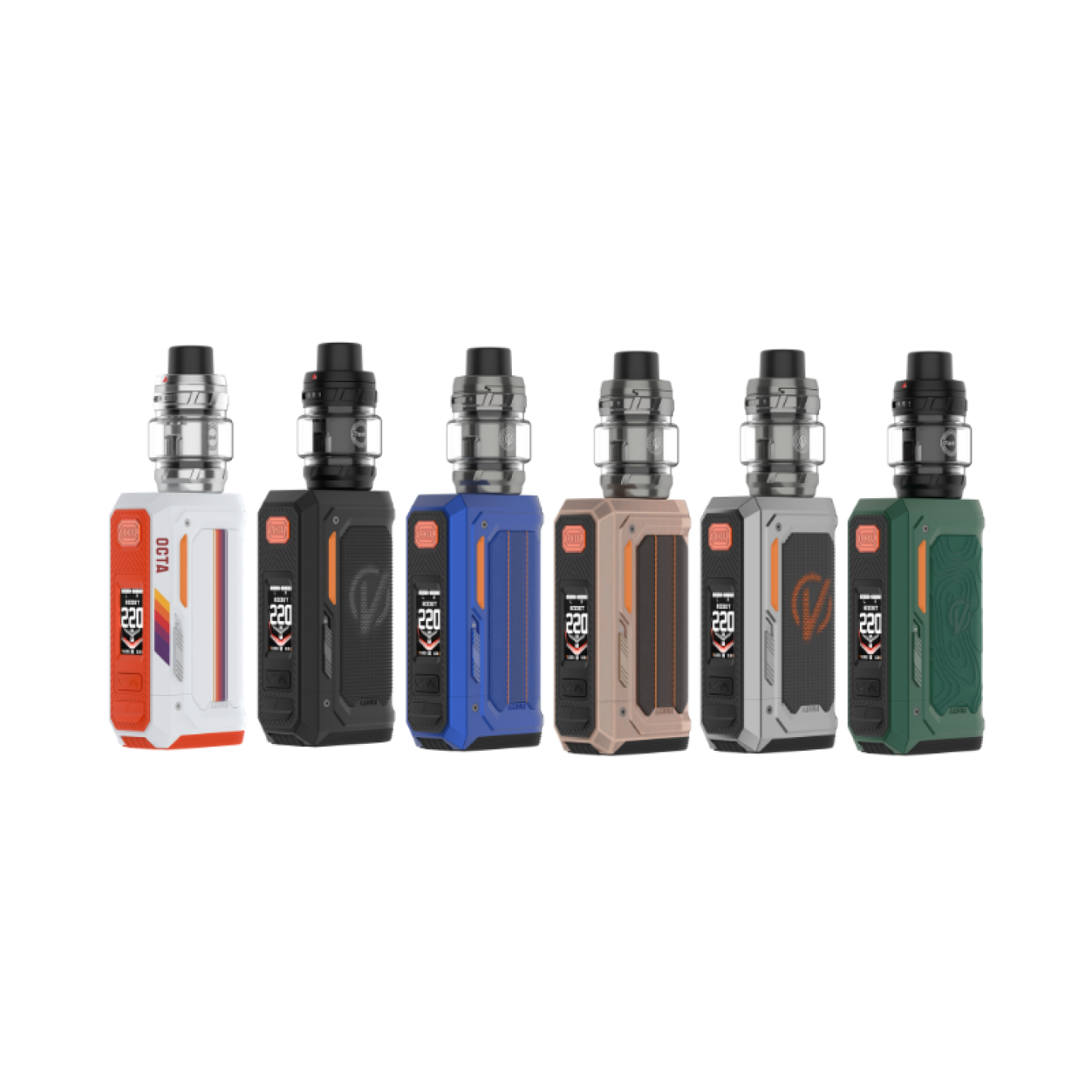 Gamme de coloris du kit Armour Octa Vaporesso avec clearomiseur iTank T