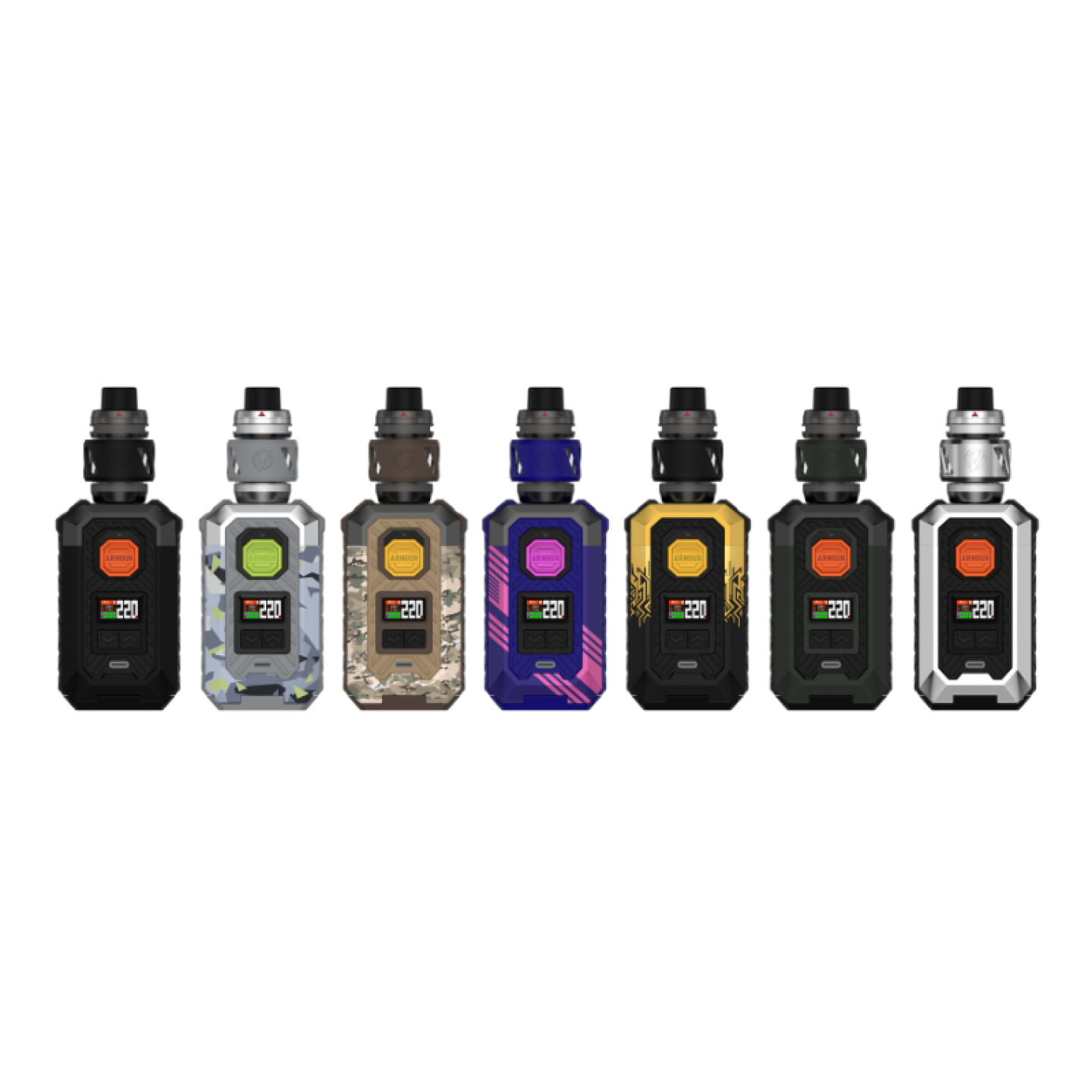 Gamme de coloris du kit Armour Max Vaporesso avec iTank T