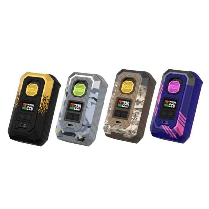 Gamme de coloris camouflage et cyber de la box Armour Max Vaporesso