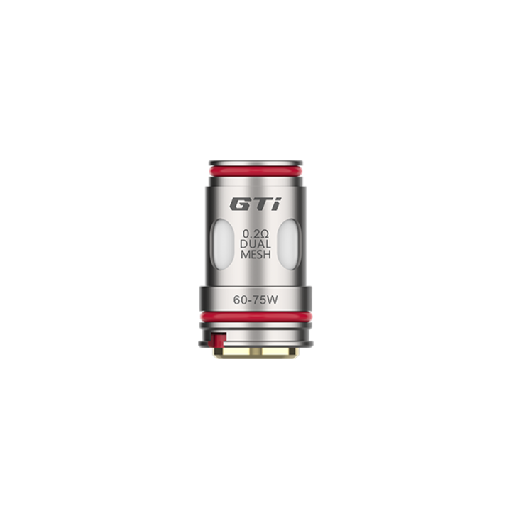 Résistance GTi Dual Mesh Vaporesso 0.2 ohm en gros plan, puissance gravée