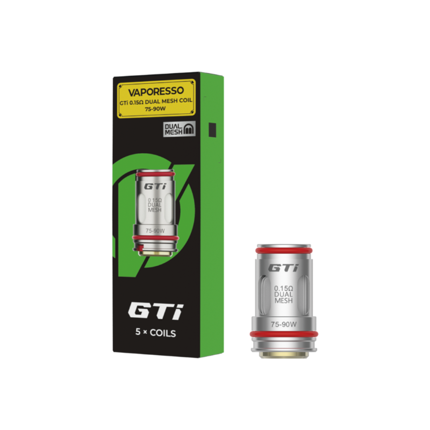 Boîte de 5 résistances GTi Dual Mesh Vaporesso 0.15 ohm et une résistance