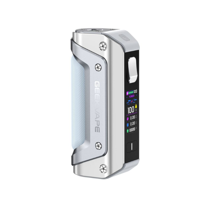 Box Aegis Solo 3 3000 mAh Geekvape, finition argent et insert bleu clair