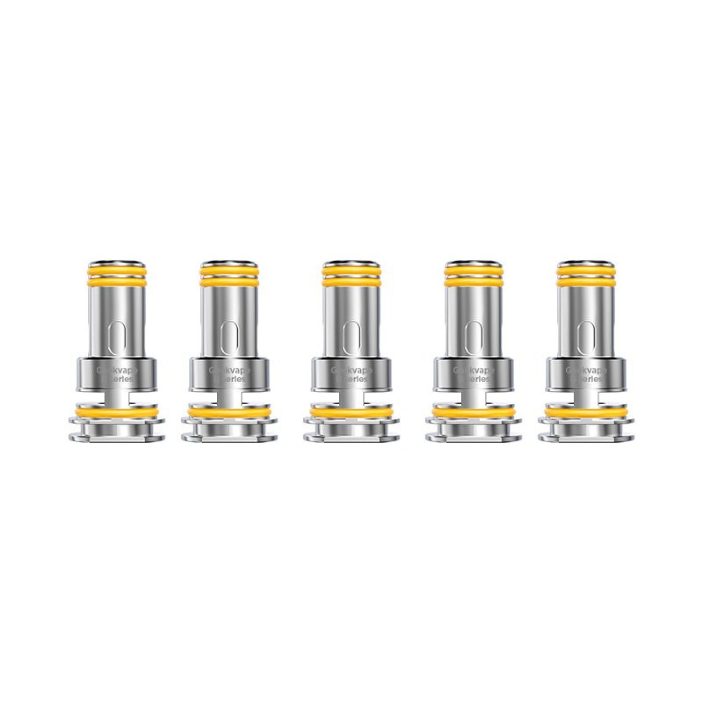 Cinq résistances B MTL Geekvape alignées, vue de face