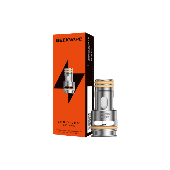 Étui B MTL Coil 0.6 ohm Geekvape de 15 à 25 W avec une résistance devant