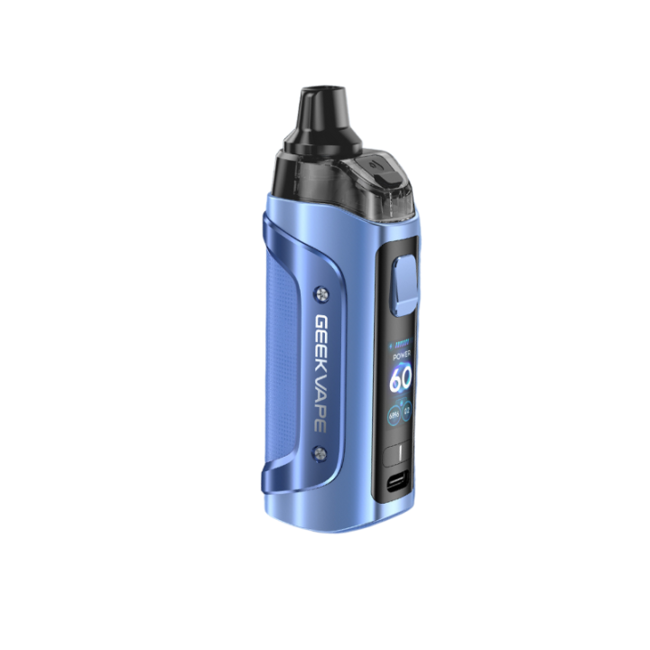 Kit Pod Aegis Boost 3 Geekvape coloris Sapphire Blue, vue de trois quarts