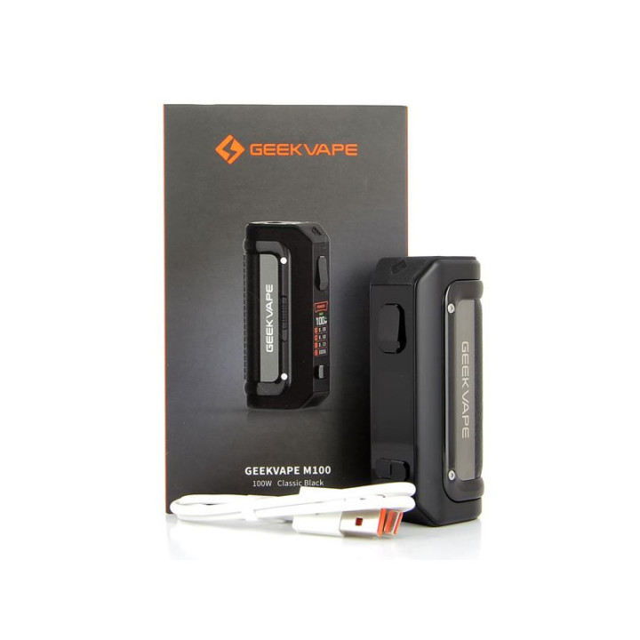 Box Aegis Mini 2 M100 Geekvape avec son emballage et son câble USB-C