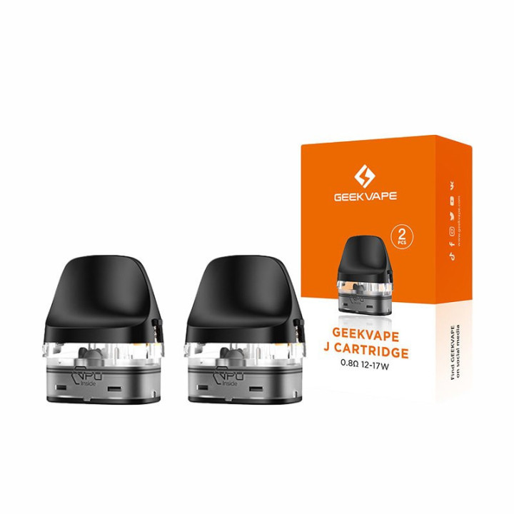 Boîte de 2 cartouches J Geekvape 0.8 ohm avec ses deux cartouches
