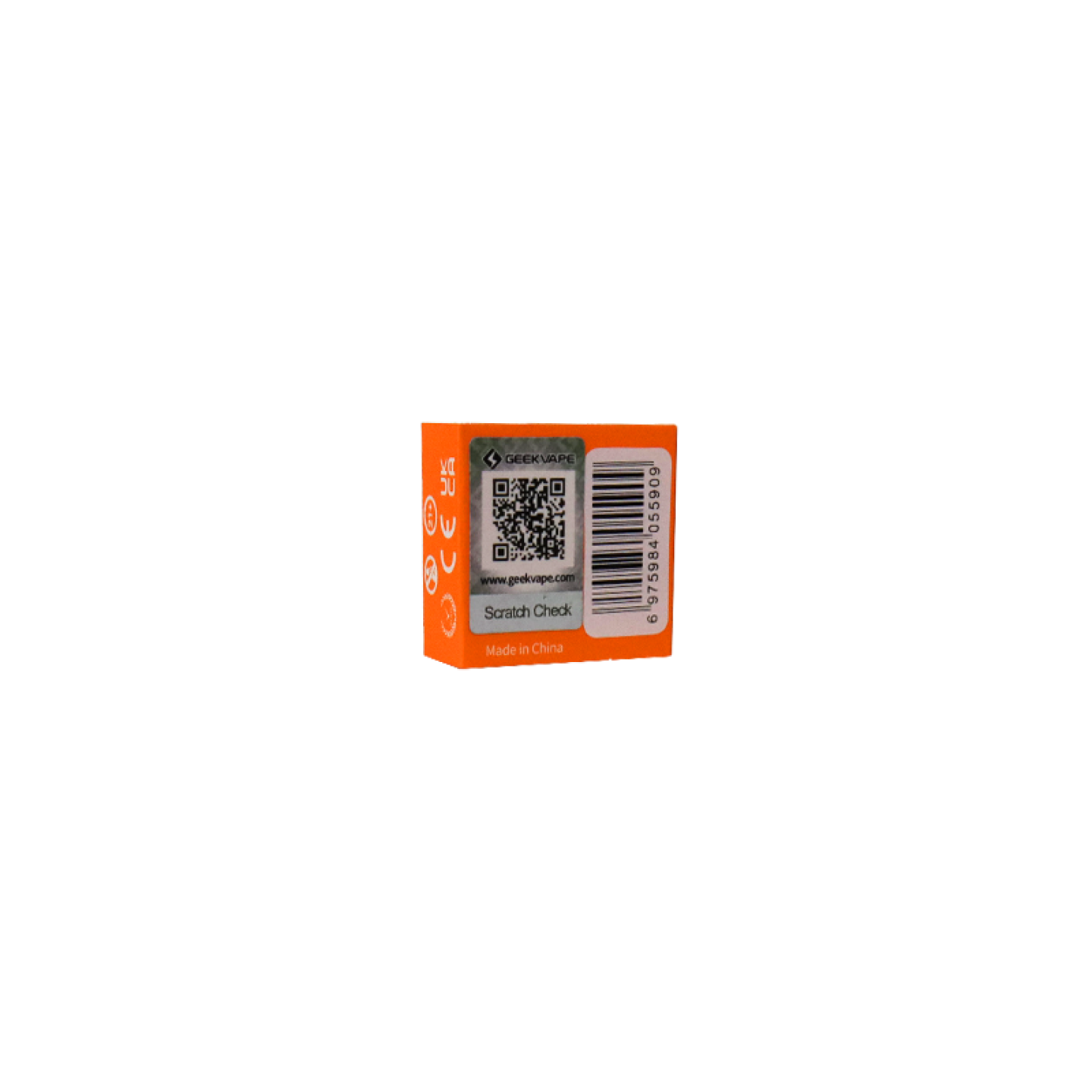 Petite boîte orange Geekvape du drip tip Soul, face code-barres
