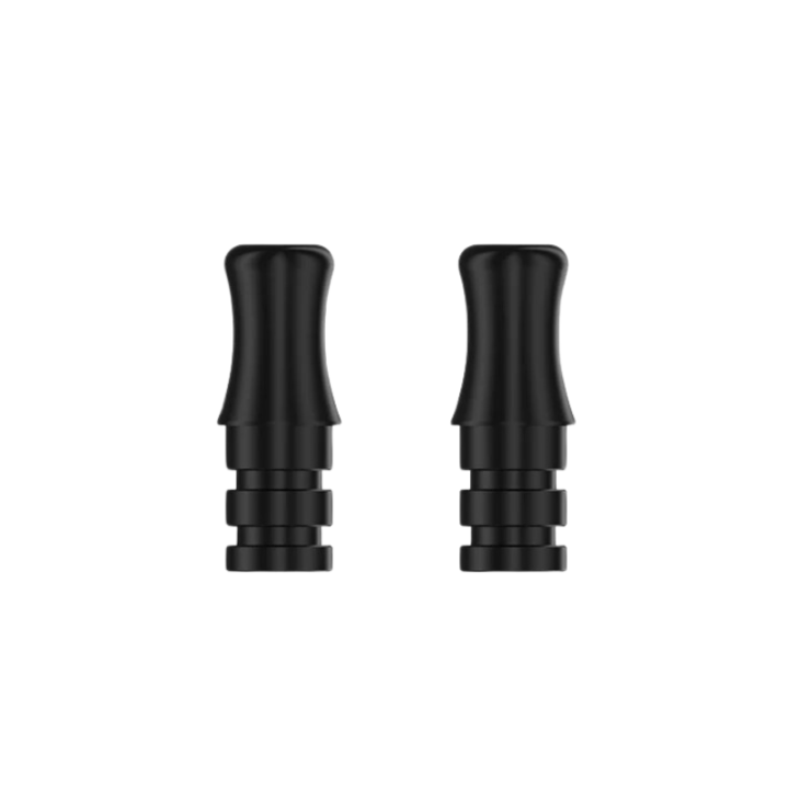 Deux drip tips Wenax Geekvape version Plastic, noir brillant à pied rainuré