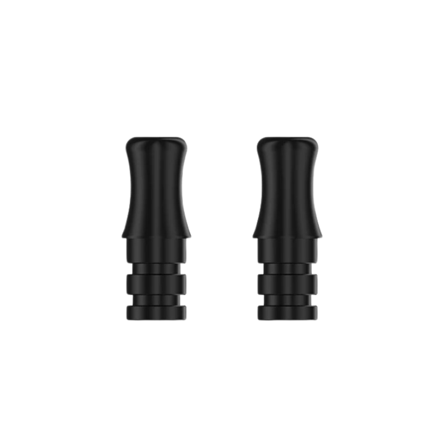 Deux drip tips Wenax Geekvape version Plastic, noir brillant à pied rainuré
