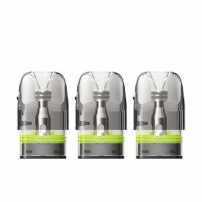 Trois cartouches Q 3 ml Geekvape 0.8 ohm à base verte, vue de face