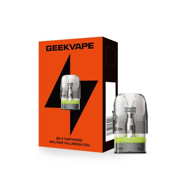 Boîte de cartouches Q 3 ml side fill Geekvape 0.8 ohm et cartouche à base verte