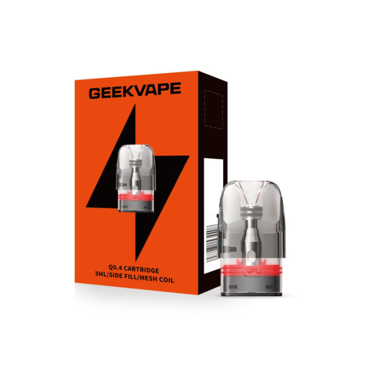 Boîte de cartouches Q 3 ml side fill Geekvape 0.4 ohm et cartouche à base rouge
