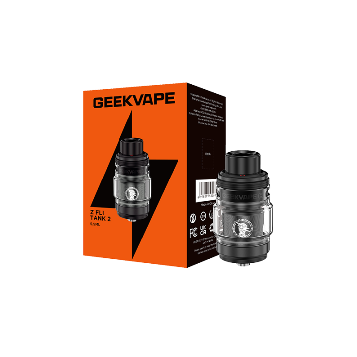 Clearomiseur Z Fli 2 Geekvape posé devant sa boîte
