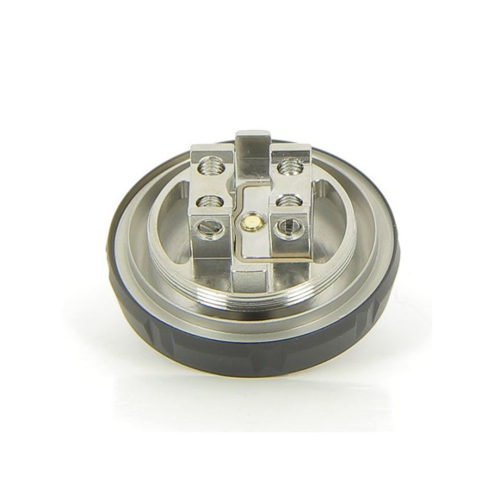Plateau du Zeus X RTA Geekvape vu de biais, bornes et canaux de coton