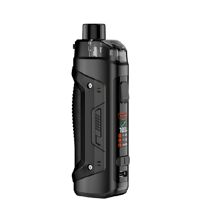 Kit Pod Aegis Boost Pro 2 Geekvape coloris Black, vue de trois quarts côté écran