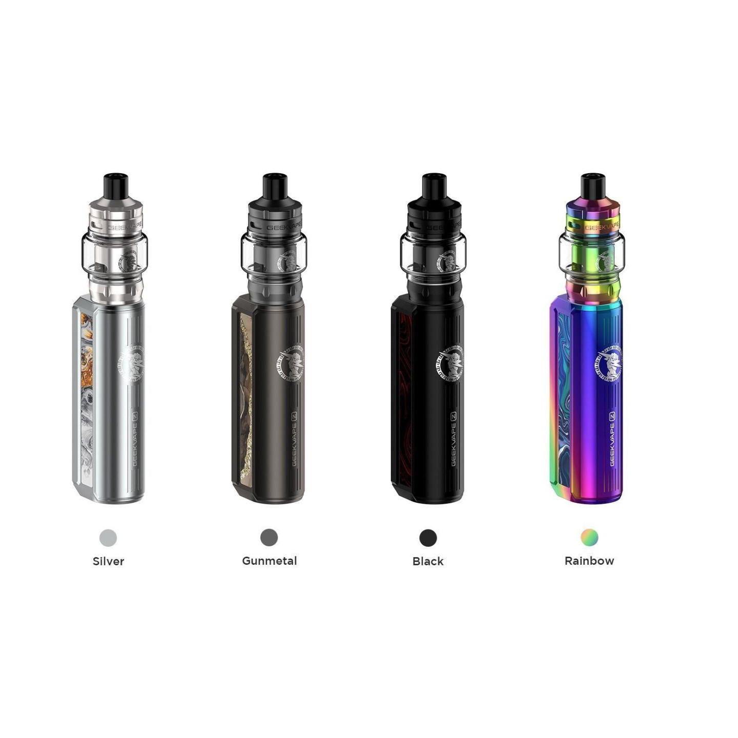 Kit Z50 Geekvape avec clearomiseur Z Nano, les quatre coloris Silver, Gunmetal, Black et Rainbow