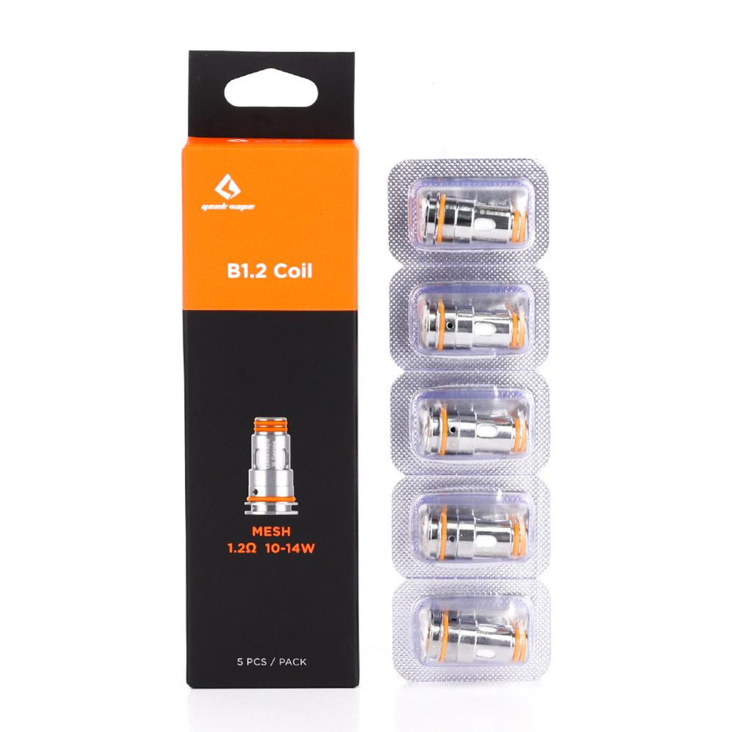 Boîte de 5 résistances B Series Geekvape Mesh 1.2 ohm 10-14 W et son blister