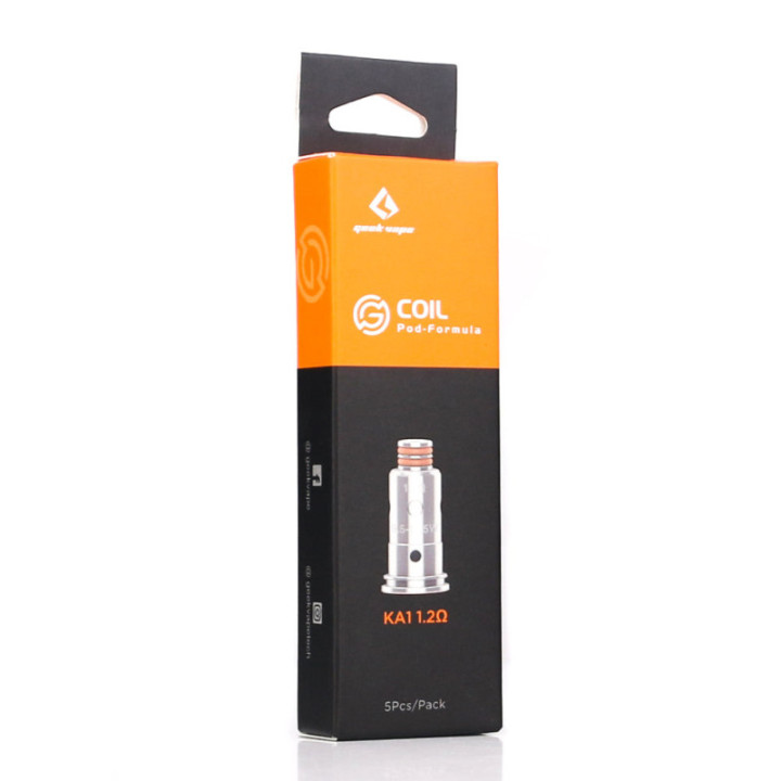 Boîte de 5 résistances G Series Geekvape KA1 1.2 ohm, vue de trois quarts